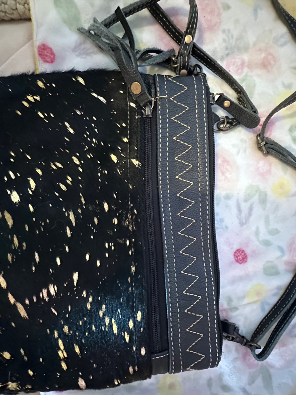 Myra Bag Black Crossbody with Gold Speckle Accent